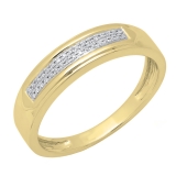 0.10 Carat (ctw) 10K Yellow Gold Round White Diamond Men's Micro Pave Wedding Band 1/10 CT