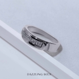0.10 Carat (ctw) 18K White Gold Round White Diamond Men's Micro Pave Wedding Band 1/10 CT