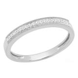 0.10 Carat (ctw) 14K White Gold Round White Diamond Ladies Stackable Wedding Band 1/10 CT