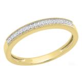 0.10 Carat (ctw) 14K Yellow Gold Round White Diamond Ladies Stackable Wedding Band 1/10 CT
