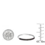 0.15 Carat (ctw) 10K White Gold Round Black Diamond Ladies Bridal Stackable Wedding Band