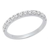 0.50 Carat (ctw) 10K White Gold Round White Diamond Wedding Anniversary Stackable Band 1/2 CT