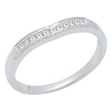 0.10 Carat (ctw) 10K White Gold Round White Diamond Ladies Vintage Wedding Stackable Band 1/10 CT