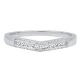 0.10 Carat (ctw) 10K White Gold Round White Diamond Ladies Vintage Wedding Stackable Band 1/10 CT