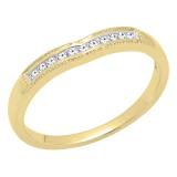 0.10 Carat (ctw) 10K Yellow Gold Round White Diamond Ladies Vintage Wedding Stackable Band 1/10 CT