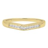 0.10 Carat (ctw) 10K Yellow Gold Round White Diamond Ladies Vintage Wedding Stackable Band 1/10 CT