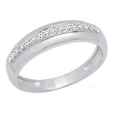0.20 Carat (ctw) 10K White Gold Round Cut White Diamond Men's Anniversary Wedding Band 1/5 CT