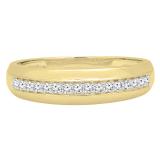 0.20 Carat (ctw) 10K Yellow Gold Round Cut White Diamond Men's Anniversary Wedding Band 1/5 CT