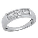0.20 Carat (ctw) Sterling Silver Round White Diamond Men's Hip Hop Wedding Band 1/4 CT