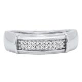 0.20 Carat (ctw) Sterling Silver Round White Diamond Men's Hip Hop Wedding Band 1/4 CT