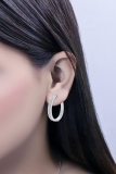 0.10 Carat (ctw) Sterling Silver Round White Diamond Ladies Hoop Earrings 1/10 CT