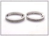 0.10 Carat (ctw) Sterling Silver Round White Diamond Ladies Hoop Earrings 1/10 CT
