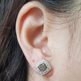0.40 Carat (ctw) Sterling Silver Round Cut Champagne & White Diamond Stud Earrings