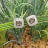 0.40 Carat (ctw) Sterling Silver Round Cut Champagne & White Diamond Stud Earrings