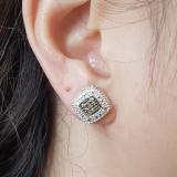 0.40 Carat (ctw) Sterling Silver Round Cut Champagne & White Diamond Stud Earrings