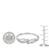 0.04 Carat (ctw) Sterling Silver Round Cut White Diamond Ladies Twisted Bangle Bracelet
