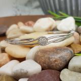 0.04 Carat (ctw) Sterling Silver Round Cut White Diamond Ladies Twisted Bangle Bracelet
