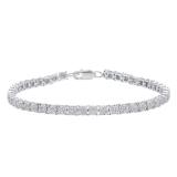 1.12 Cttw Round White Diamond Cluster Tennis Link Bracelet for Women in 925 Sterling Silver