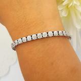 1.12 Cttw Round White Diamond Cluster Tennis Link Bracelet for Women in 925 Sterling Silver