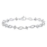0.50 Carat (ctw) Sterling Silver Round White Diamond Ladies Tennis Link Bracelet 1/2 CT