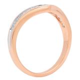 0.25 Carat (ctw) 10K Rose Gold Round White Diamond Stackable Anniversary Guard Chevron Ring 1/4 CT