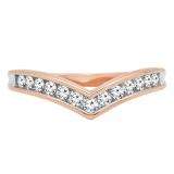 0.25 Carat (ctw) 10K Rose Gold Round White Diamond Stackable Anniversary Guard Chevron Ring 1/4 CT