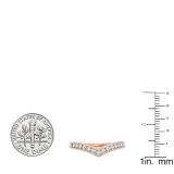 0.25 Carat (ctw) 10K Rose Gold Round White Diamond Stackable Anniversary Guard Chevron Ring 1/4 CT
