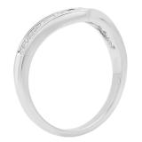 0.25 Carat (ctw) 10K White Gold Round White Diamond Stackable Anniversary Guard Chevron Ring 1/4 CT