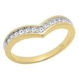 0.25 Carat (ctw) 10K Yellow Gold Round White Diamond Stackable Anniversary Guard Chevron Ring 1/4 CT