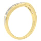 0.25 Carat (ctw) 10K Yellow Gold Round White Diamond Stackable Anniversary Guard Chevron Ring 1/4 CT