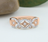 0.33 Carat (ctw) 10K Rose Gold Round Diamond Ladies Vintage Style Anniversary Wedding Band 1/3 CT