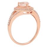 10K Rose Gold 7X6 MM Heart Cut Morganite & Round White Diamond Ladies Split Shank Engagement Ring
