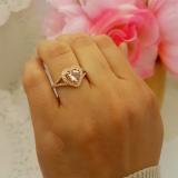 10K Rose Gold 7X6 MM Heart Cut Morganite & Round White Diamond Ladies Split Shank Engagement Ring