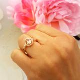 10K Rose Gold 8X6 MM Pear Cut Morganite & Round White Diamond Ladies Halo Style Engagement Ring