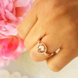 10K Rose Gold 8X6 MM Pear Cut Morganite & Round White Diamond Ladies Halo Style Engagement Ring