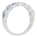 14K White Gold Round Blue Sapphire & Diamond Ladies Bridal Anniversary Wedding Stackable Band