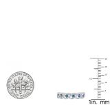 14K White Gold Round Blue Sapphire & Diamond Ladies Bridal Anniversary Wedding Stackable Band