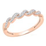 0.10 Carat (ctw) 10K Rose Gold Round White Diamond Ladies Wedding Stackable Band 1/10 CT