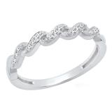 0.10 Carat (ctw) 10K White Gold Round White Diamond Ladies Wedding Stackable Band 1/10 CT