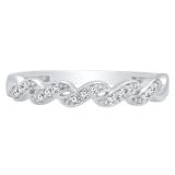 0.10 Carat (ctw) 10K White Gold Round White Diamond Ladies Wedding Stackable Band 1/10 CT