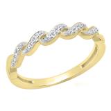 0.10 Carat (ctw) 10K Yellow Gold Round White Diamond Ladies Wedding Stackable Band 1/10 CT