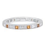 14K White Gold Princess Cut Citrine & Baguette Cut White Diamond Stackable Wedding Band