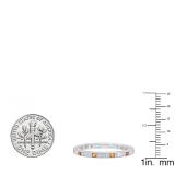 14K White Gold Princess Cut Citrine & Baguette Cut White Diamond Stackable Wedding Band