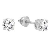 IGI CERTIFIED 0.50 Carat (ctw) 14K White Gold Round Diamond Ladies Solitaire Stud Earrings 1/2 CT