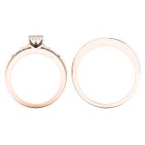 1.10 Carat (ctw) 10K Rose Gold Baguette & Round White Diamond Men & Women's Ring Trio Set 1 CT