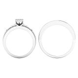 1.10 Carat (ctw) 14K White Gold Baguette & Round White Diamond Men & Women's Ring Trio Set 1 CT