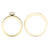 1.10 Carat (ctw) 14K Yellow Gold Baguette & Round White Diamond Men & Women's Ring Trio Set 1 CT
