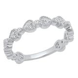 0.20 Carat (ctw) 10K White Gold Round White Diamond Ladies Vintage Wedding Stackable Band 1/5 CT