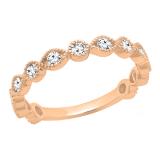 0.45 Carat (ctw) 10K Rose Gold Round White Diamond Ladies Wedding Stackable Band 1/2 CT