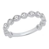0.45 Carat (ctw) 10K White Gold Round White Diamond Ladies Wedding Stackable Band 1/2 CT